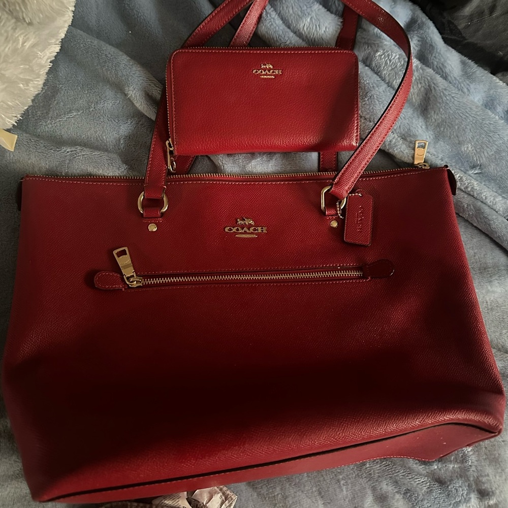 Red coach purse and wallet